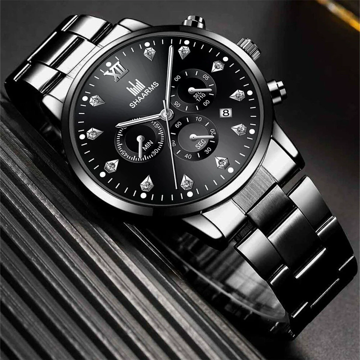 Men's Alloy Steel Band Quartz Watch With Round Dial And Single Folding Buckle Business Style - Image 4
