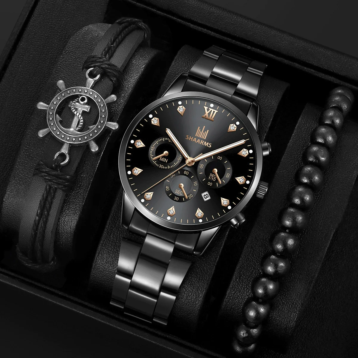 Men's Alloy Steel Band Quartz Watch With Round Dial And Single Folding Buckle Business Style - Image 7