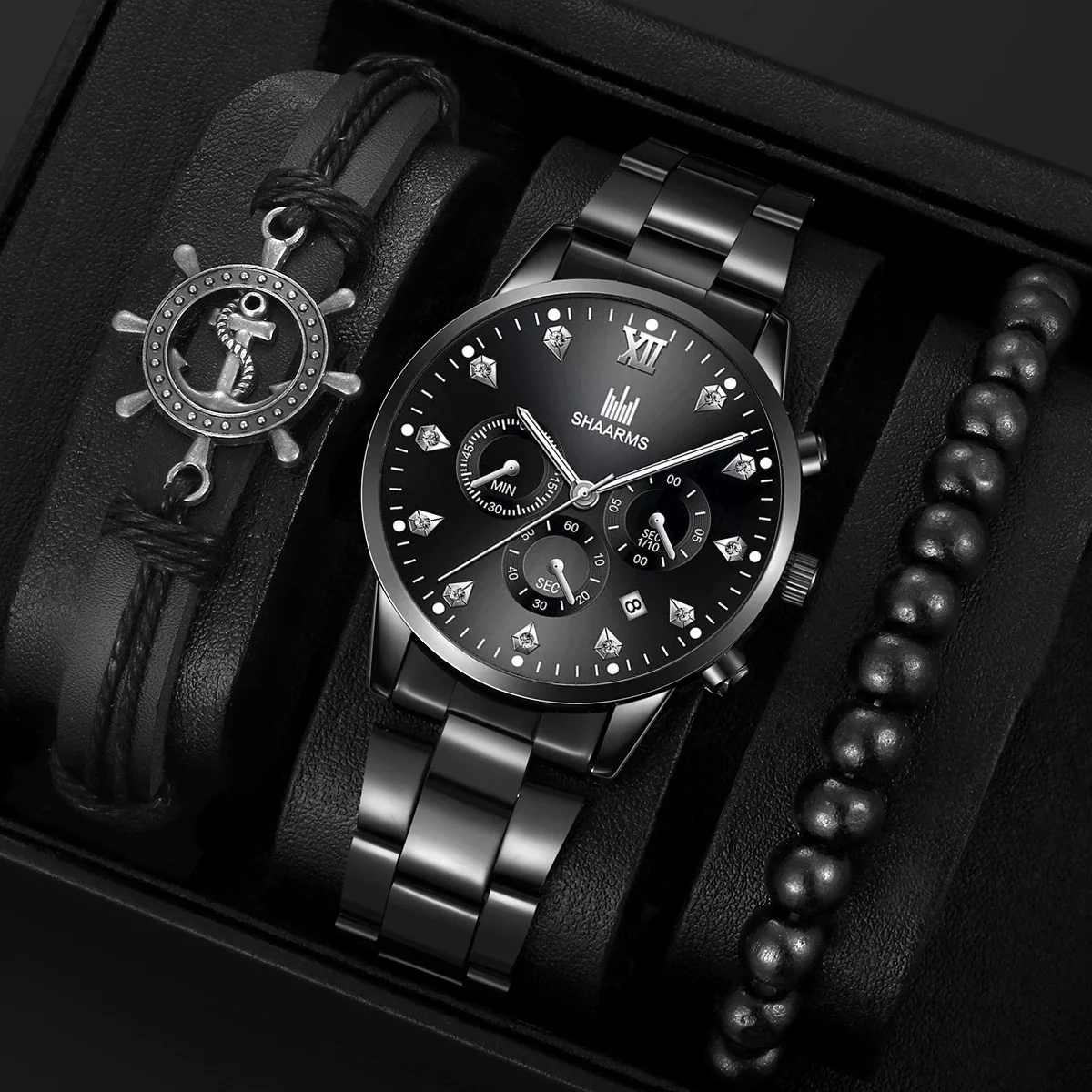 Men's Alloy Steel Band Quartz Watch With Round Dial And Single Folding Buckle Business Style - Image 8