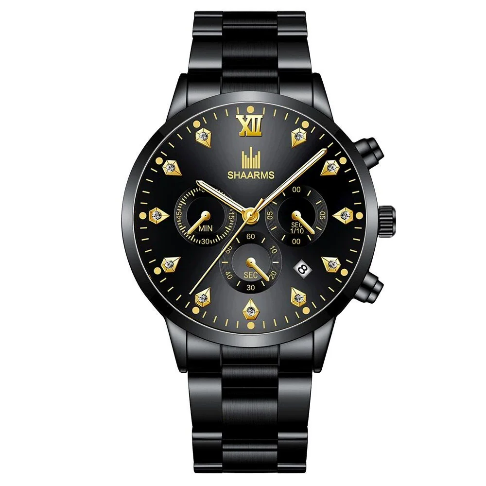 Men's Alloy Steel Band Quartz Watch With Round Dial And Single Folding Buckle Business Style - Image 9