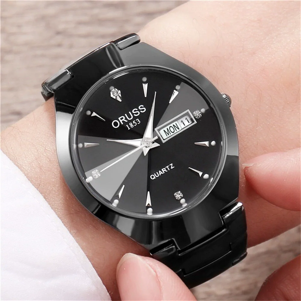 Men's Alloy Watch Fashion Business Style Round Dial Waterproof Spiral Crown Single Folding Buckle - Image 10