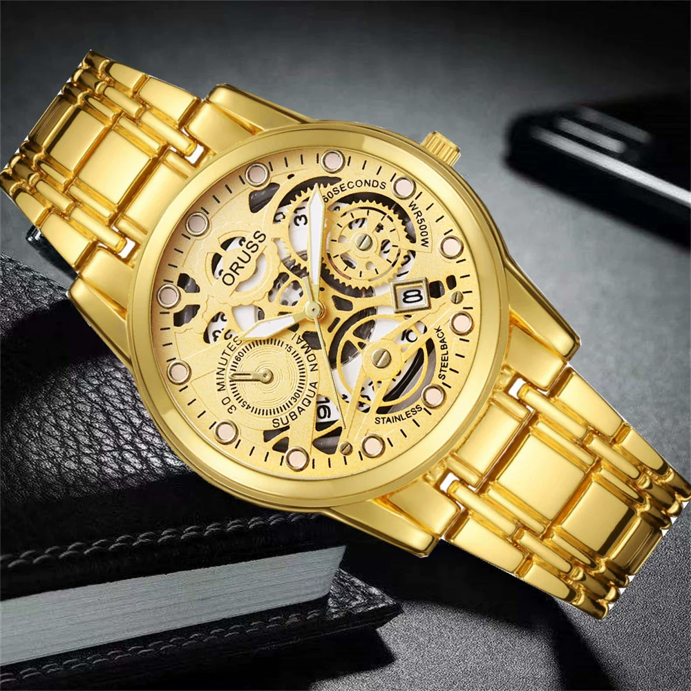 Men's Alloy Wrist Watch Round Dial Personality Durable Trendy Cool Black Waterproof Luminous Business Style - Image 3