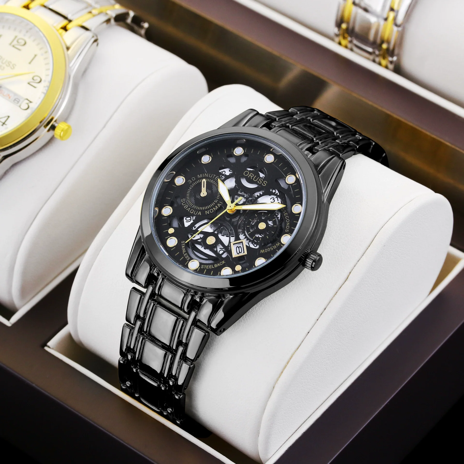 Men's Alloy Wrist Watch Round Dial Personality Durable Trendy Cool Black Waterproof Luminous Business Style - Image 9