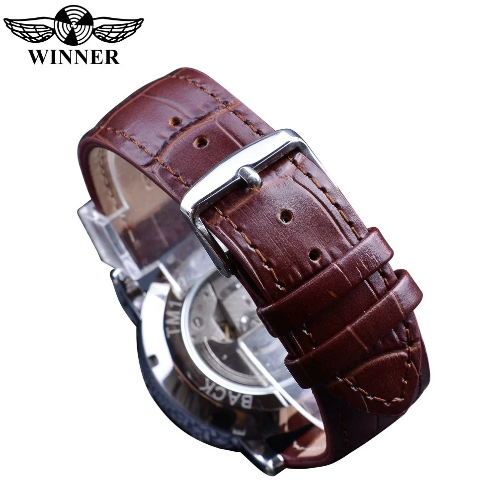 Men's Automatic Mechanical Watch Alloy Case Imitation Leather Strap Round Dial Roman Numerals Business Style - Image 5