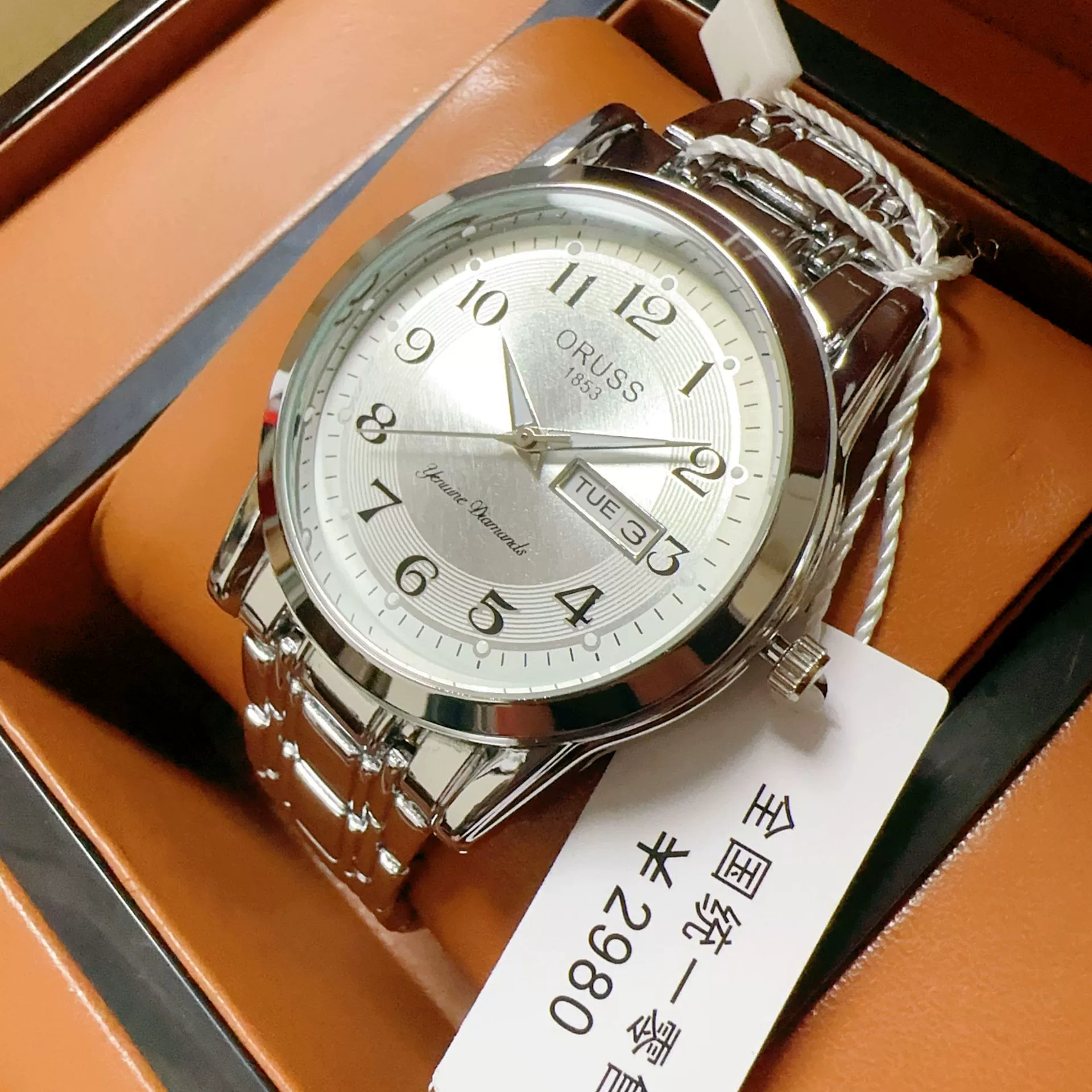 Men's Automatic Movement Alloy Case Fine Steel Strap Round Dial Mineral Reinforced Glass Mirror Leisure Style Luminous Waterproof Double Calendar Digital Watch - Image 11