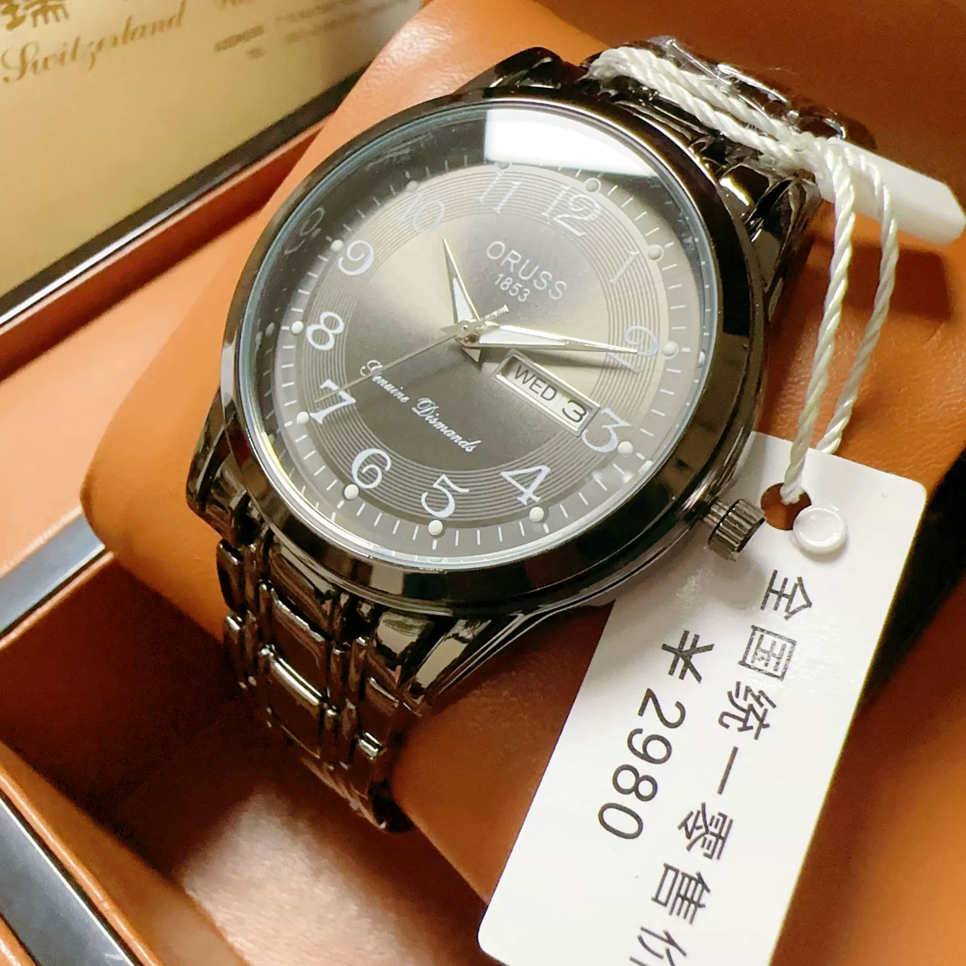 Men's Automatic Movement Alloy Case Fine Steel Strap Round Dial Mineral Reinforced Glass Mirror Leisure Style Luminous Waterproof Double Calendar Digital Watch - Image 5