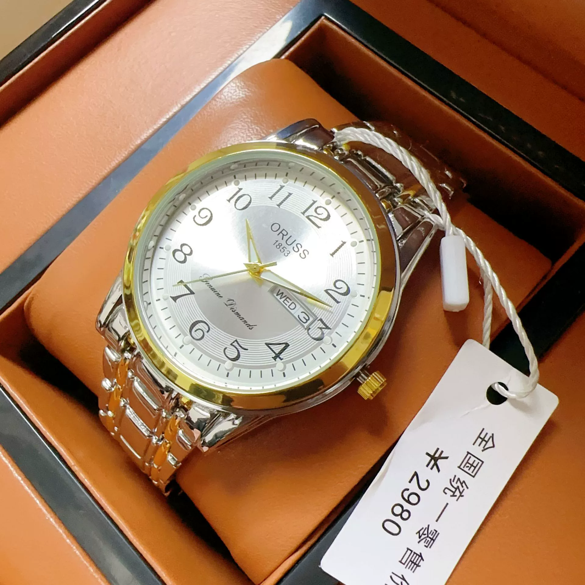 Men's Automatic Movement Alloy Case Fine Steel Strap Round Dial Mineral Reinforced Glass Mirror Leisure Style Luminous Waterproof Double Calendar Digital Watch - Image 9