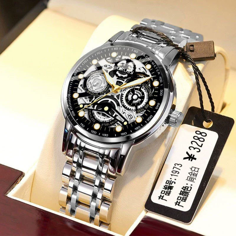 Men's Automatic Movement Watch Alloy Case And Strap Mineral Strengthened Glass Mirror Round Dial Leisure Style Luminous Waterproof - Image 12