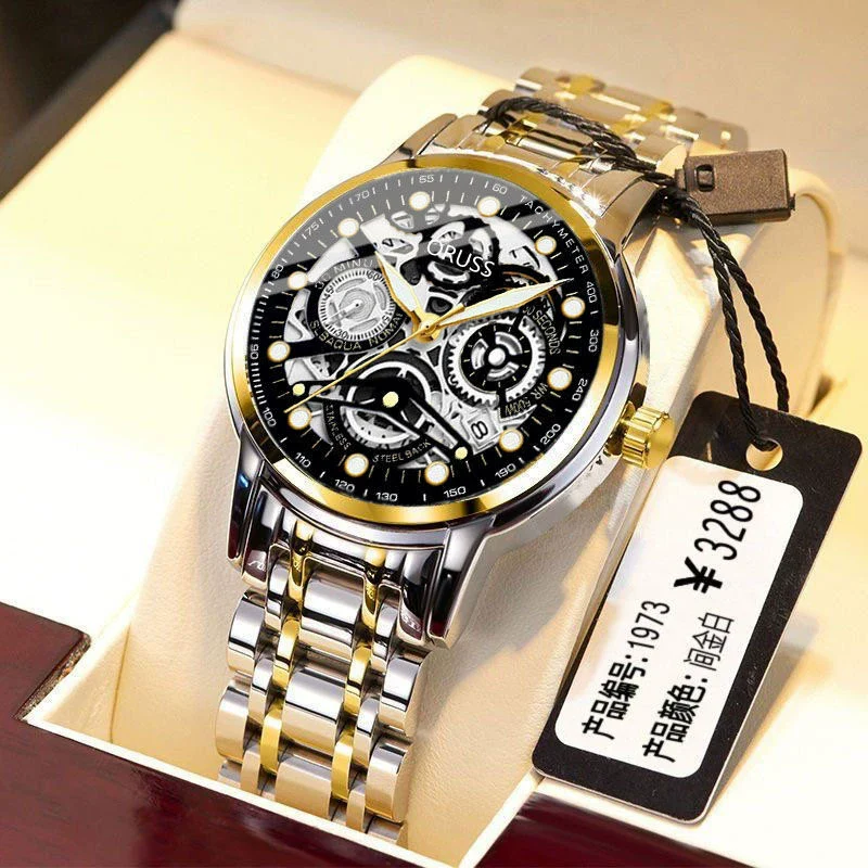 Men's Automatic Movement Watch Alloy Case And Strap Mineral Strengthened Glass Mirror Round Dial Leisure Style Luminous Waterproof - Image 13