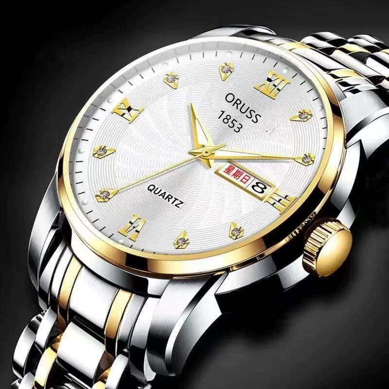 Men's Automatic Movement Waterproof Luminous Double Calendar Casual Business Style Watch With Alloy Strap And Stainless Steel Case - Image 2