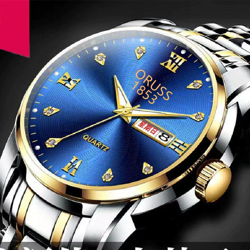 Men's Automatic Movement Waterproof Luminous Double Calendar Casual Business Style Watch With Alloy Strap And Stainless Steel Case - Image 9