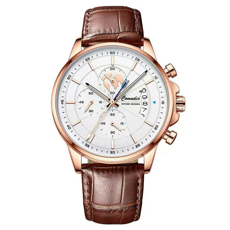Men's Automatic Waterproof Luminous Calendar Alloy And Genuine Leather Watches With Round Dial And Onion Crown In Leisure Style - Image 6