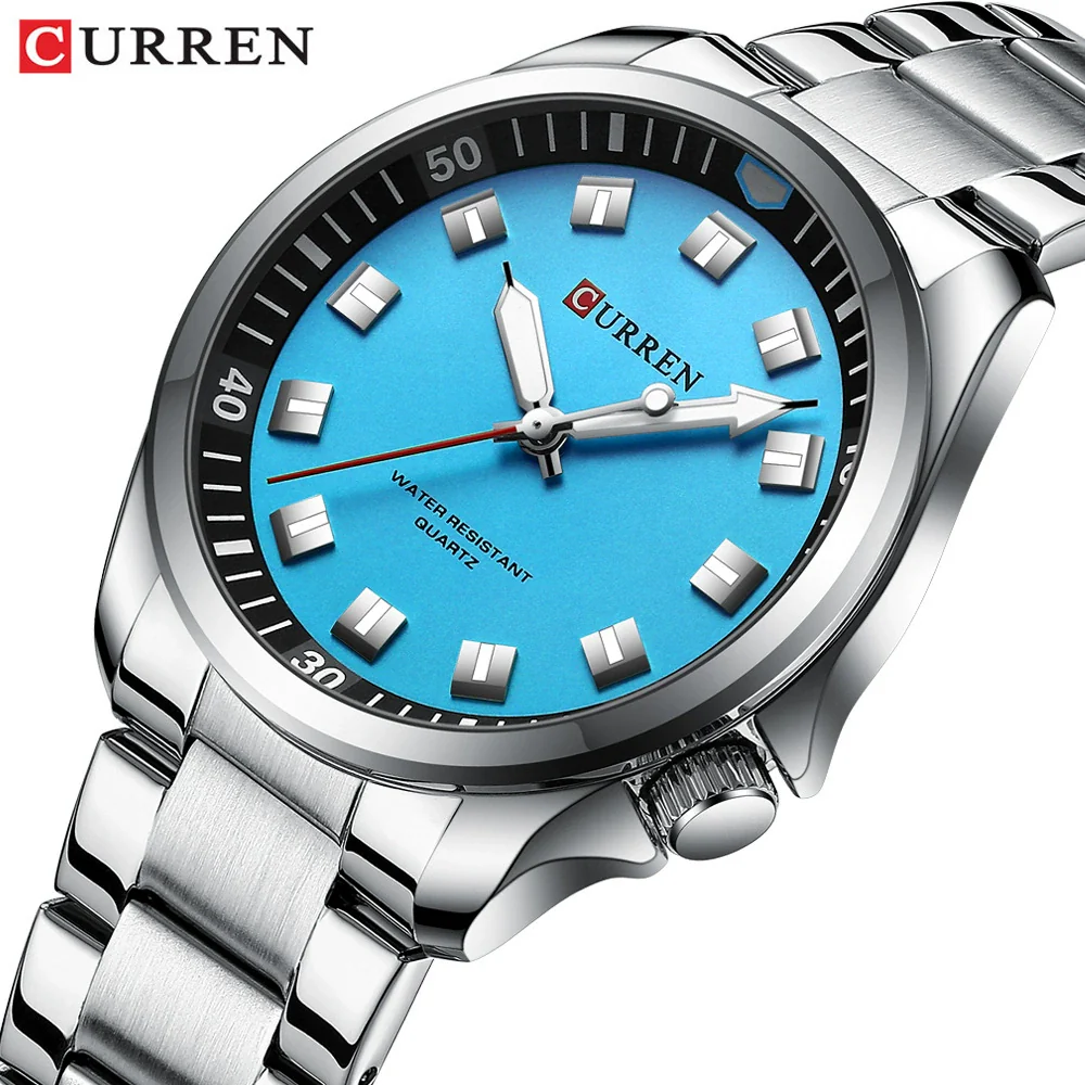 Men's Business Alloy Case Stainless Steel Band Round Dial Waterproof Quartz Watch