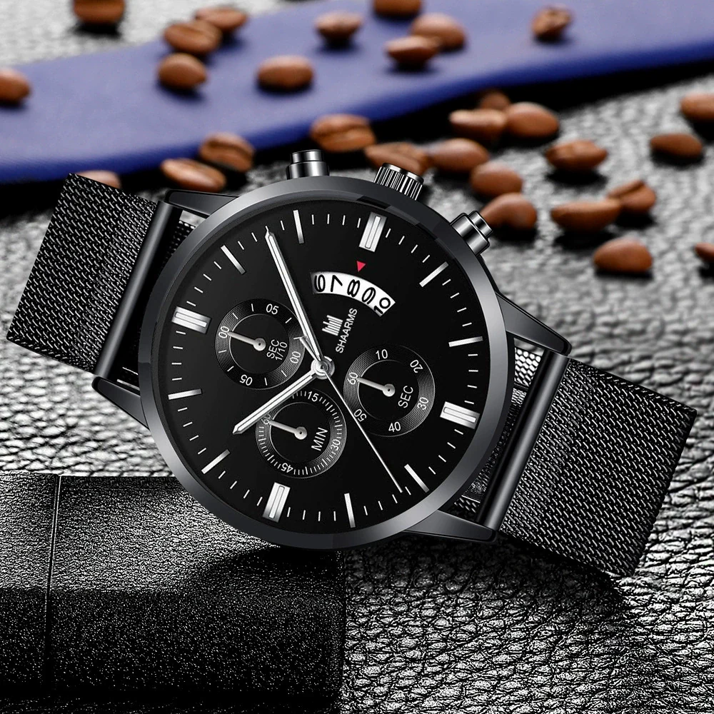 Men's Business Alloy Quartz Watch With Round Dial And Stainless Steel Buckle - Image 2
