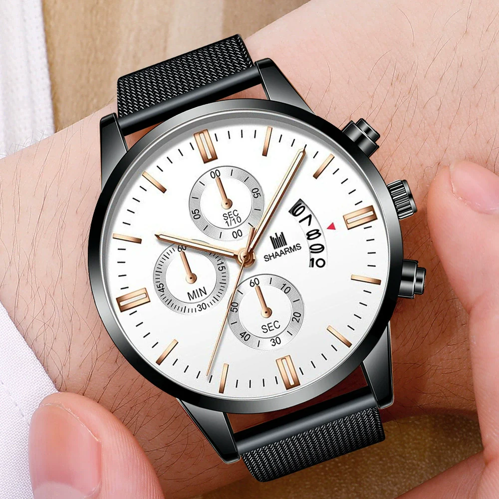 Men's Business Alloy Quartz Watch With Round Dial And Stainless Steel Buckle - Image 4