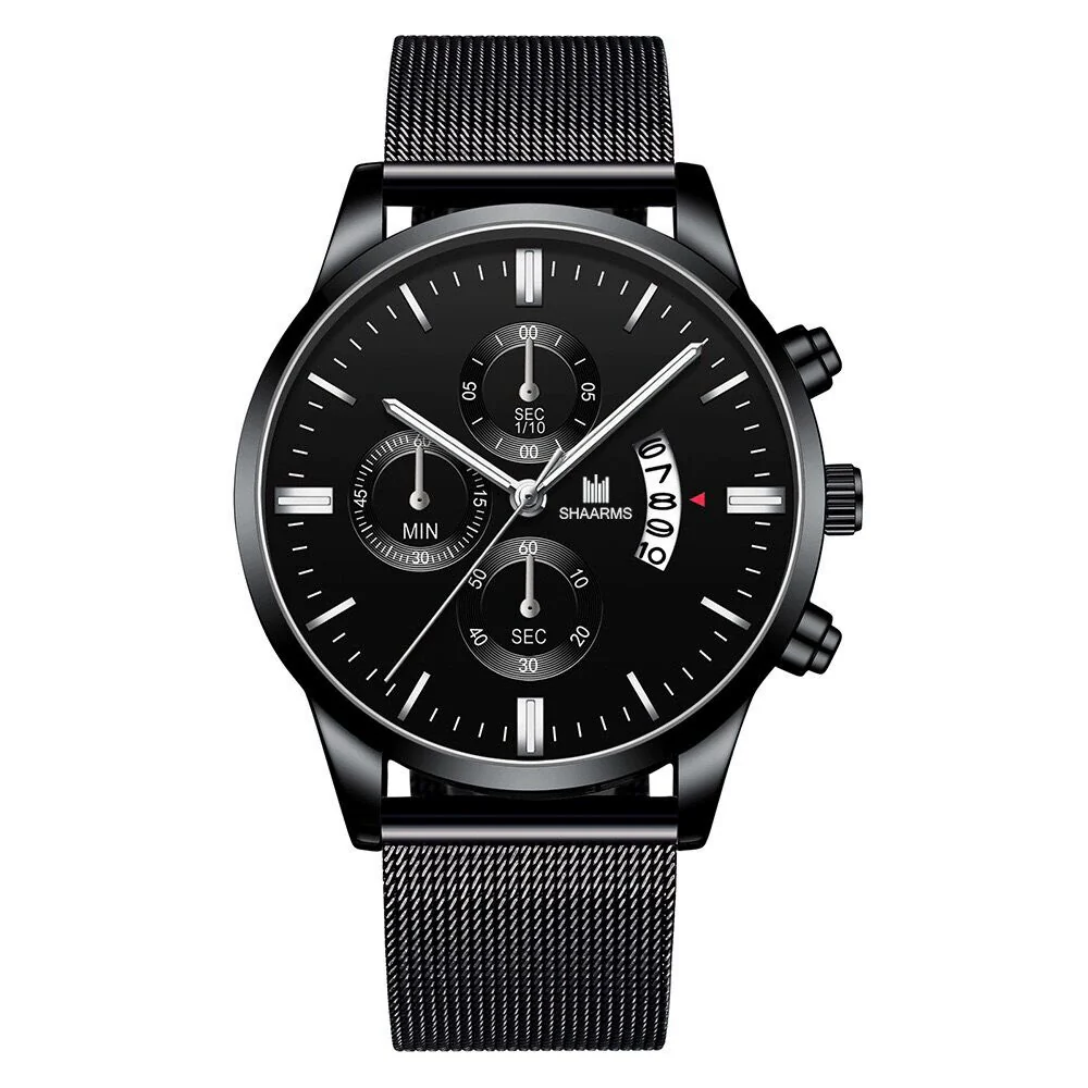 Men's Business Alloy Quartz Watch With Round Dial And Stainless Steel Buckle - Image 5