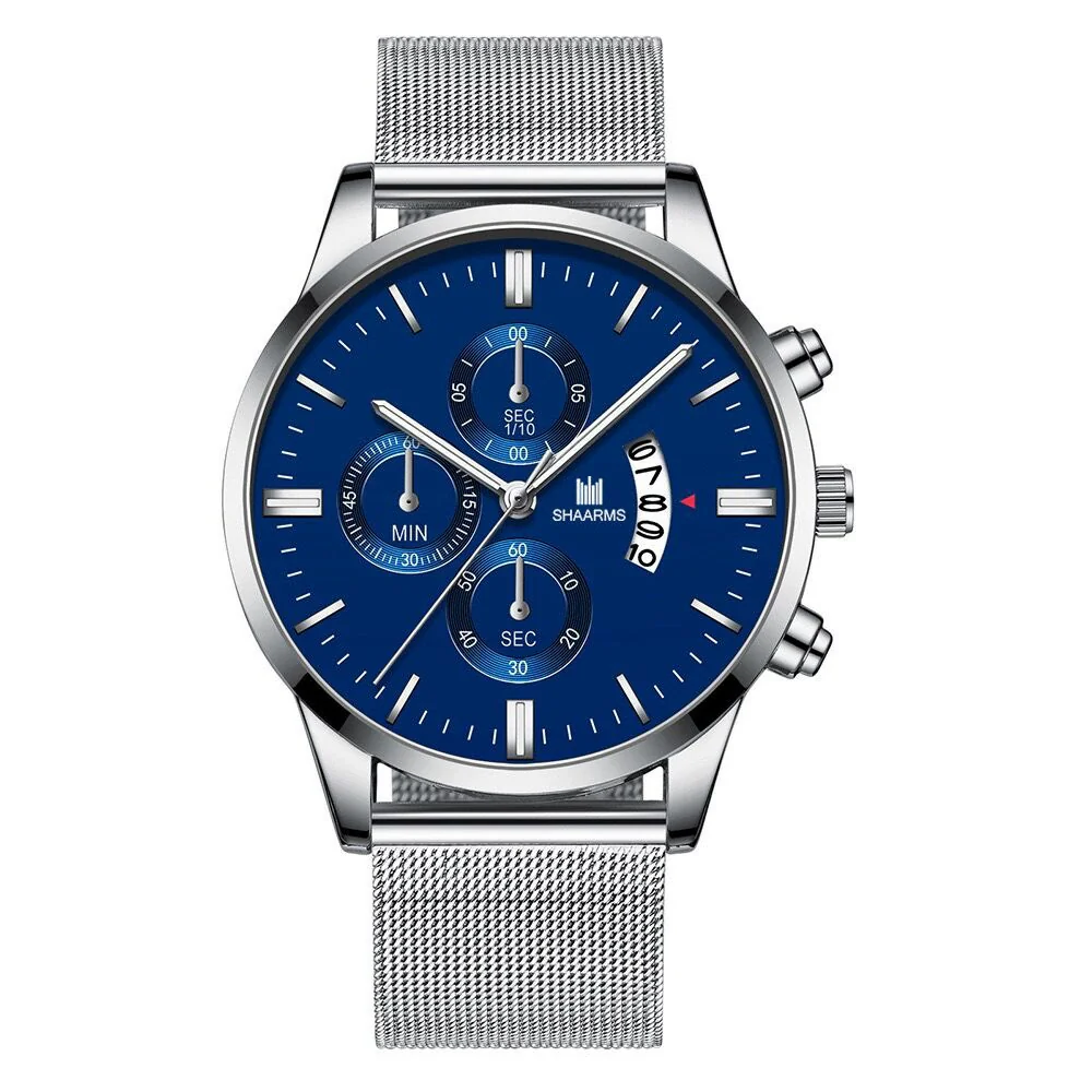 Men's Business Alloy Quartz Watch With Round Dial And Stainless Steel Buckle - Image 7