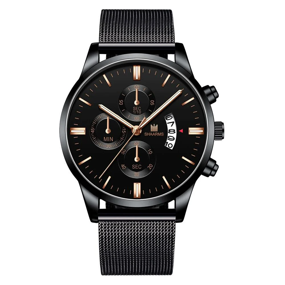 Men's Business Alloy Quartz Watch With Round Dial And Stainless Steel Buckle - Image 8