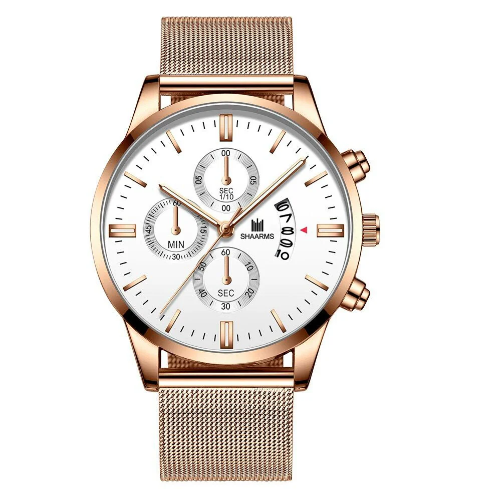 Men's Business Alloy Quartz Watch With Round Dial And Stainless Steel Buckle - Image 9