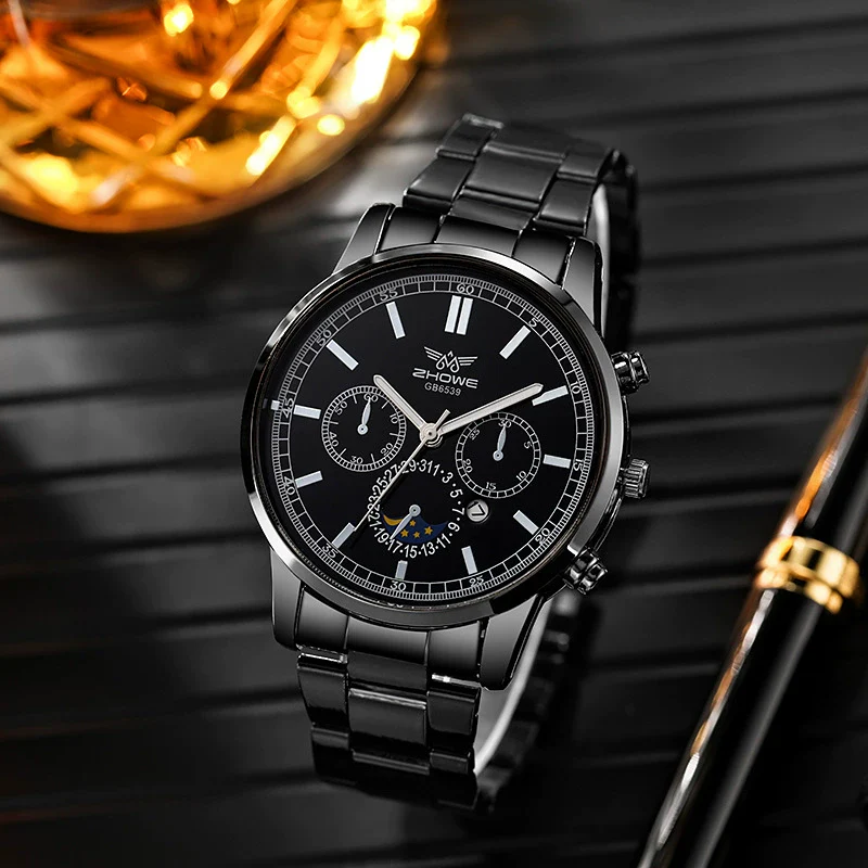 Men's Business Fashion Quartz Watch Alloy Iron Stainless Steel Round Dial - Image 8