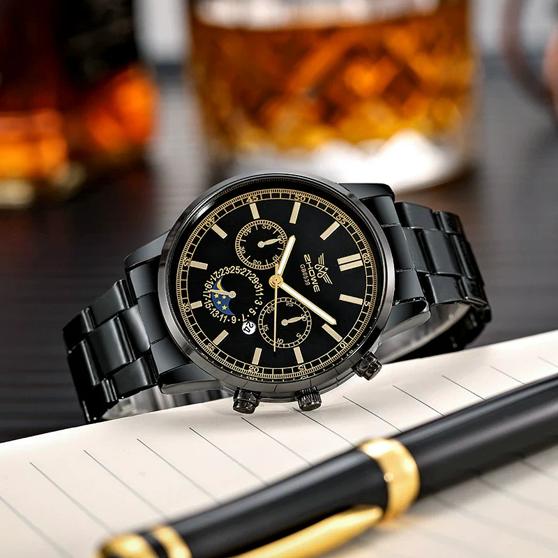 Men's Business Fashion Quartz Watch Alloy Iron Stainless Steel Round Dial - Image 9