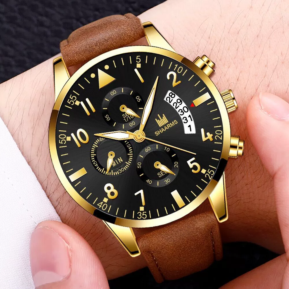 Men's Business Fashion Quartz Watch With Stainless Steel Case And Strap Round Dial