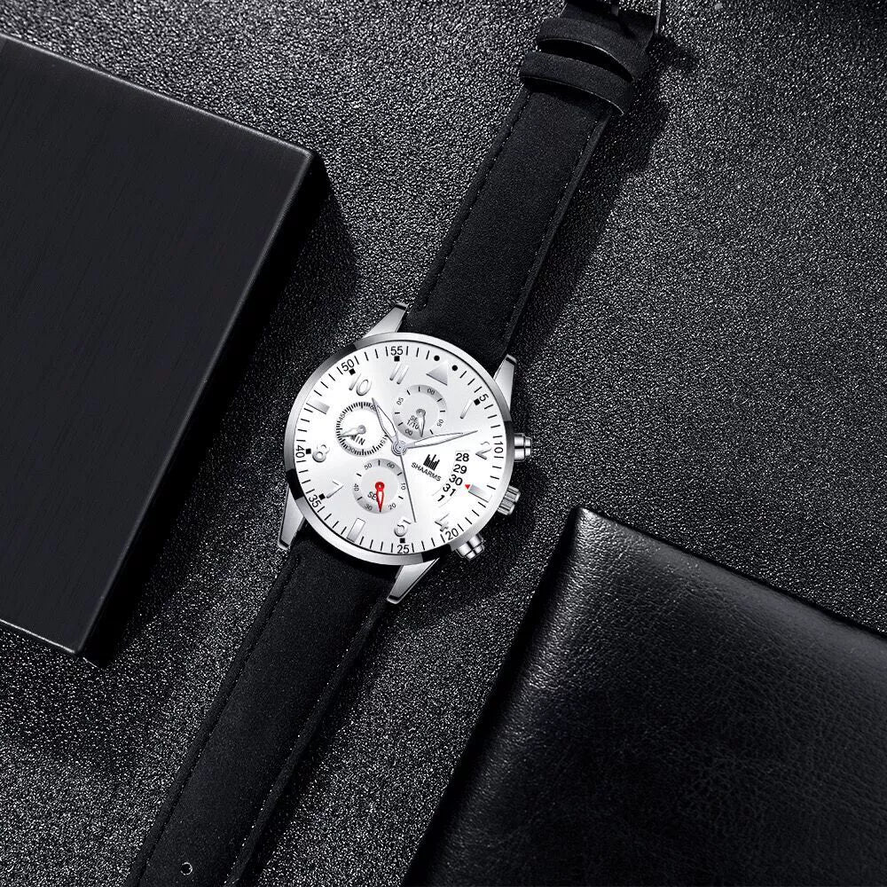 Men's Business Fashion Quartz Watch With Stainless Steel Case And Strap Round Dial - Image 4