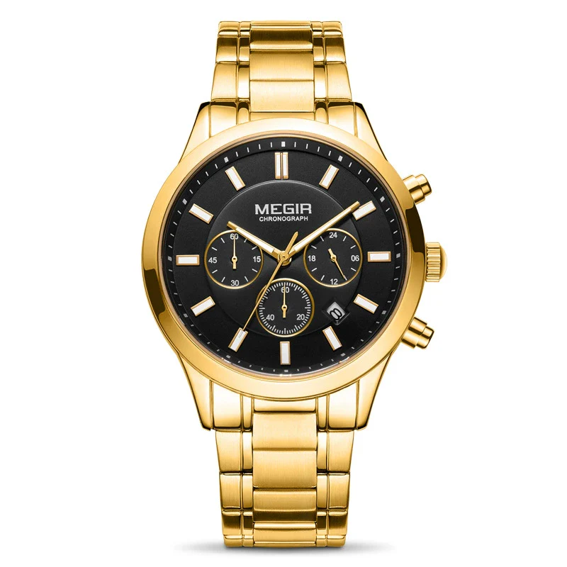 Men's Business Fashion Watch Stainless Steel Belt Round Dial Chronograph Waterproof Luminous Quartz - Image 7