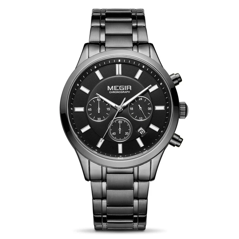 Men's Business Fashion Watch Stainless Steel Belt Round Dial Chronograph Waterproof Luminous Quartz - Image 8