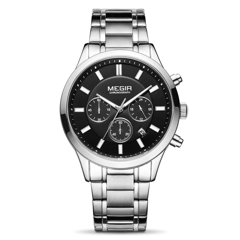 Men's Business Fashion Watch Stainless Steel Belt Round Dial Chronograph Waterproof Luminous Quartz - Image 9