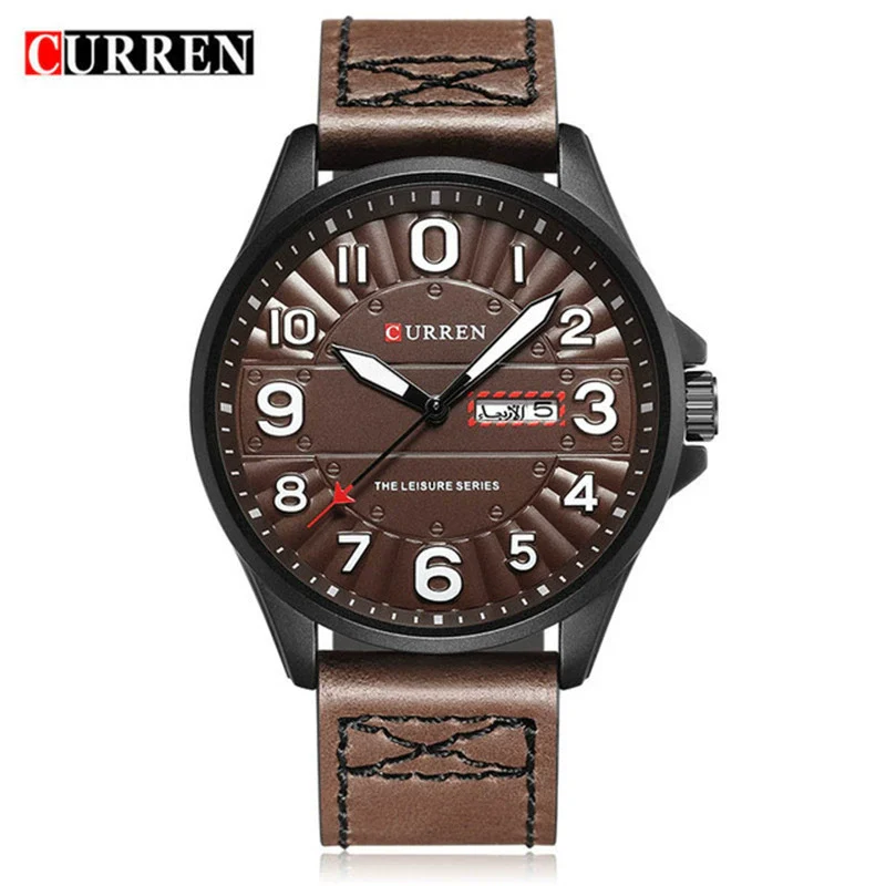 Men's Business Quartz Casual Calendar Watch With Alloy Case Genuine Leather Strap Stainless Steel Clasp And Round Dial - Image 10