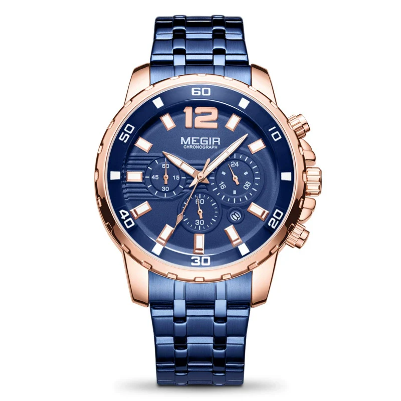 Men's Business Quartz Watch Alloy Case Leather And Steel Belt Round Dial Printed Logo - Image 2