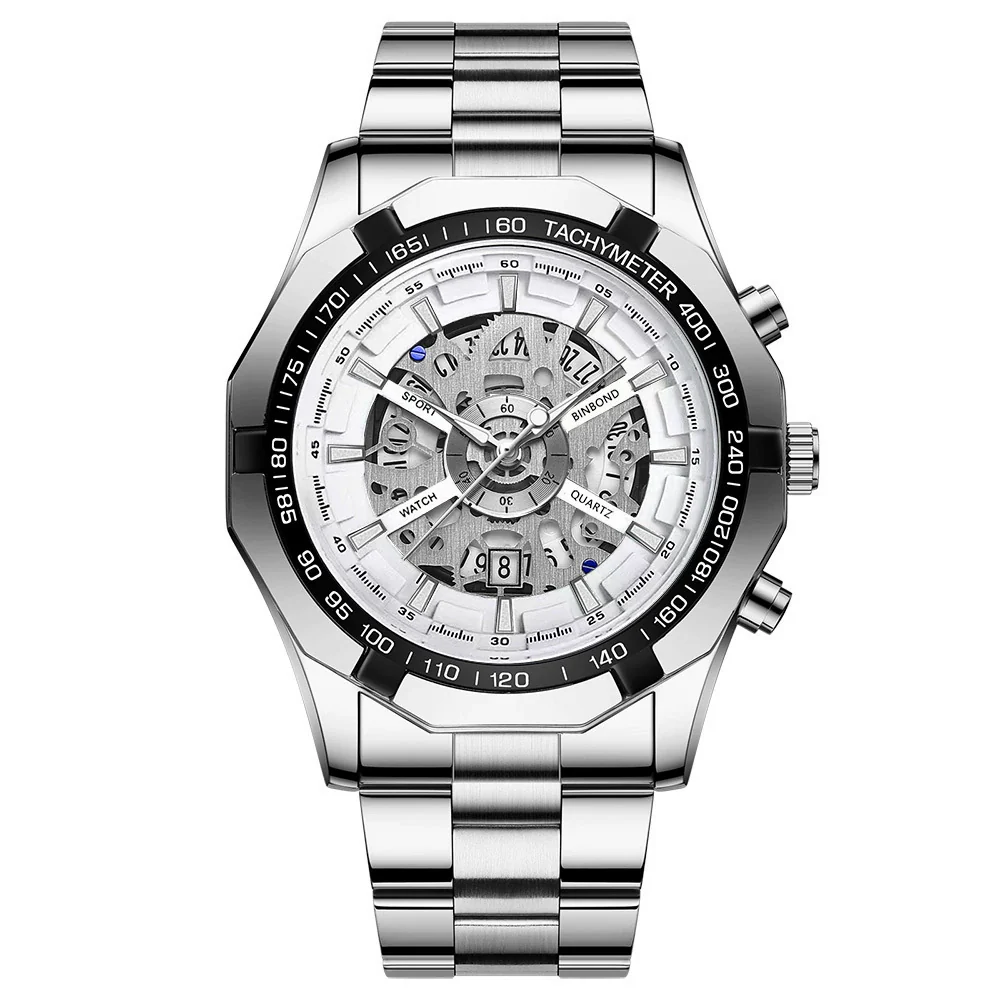 Men's Business Quartz Watch Metal Case Stainless Steel Band Round Dial - Image 13