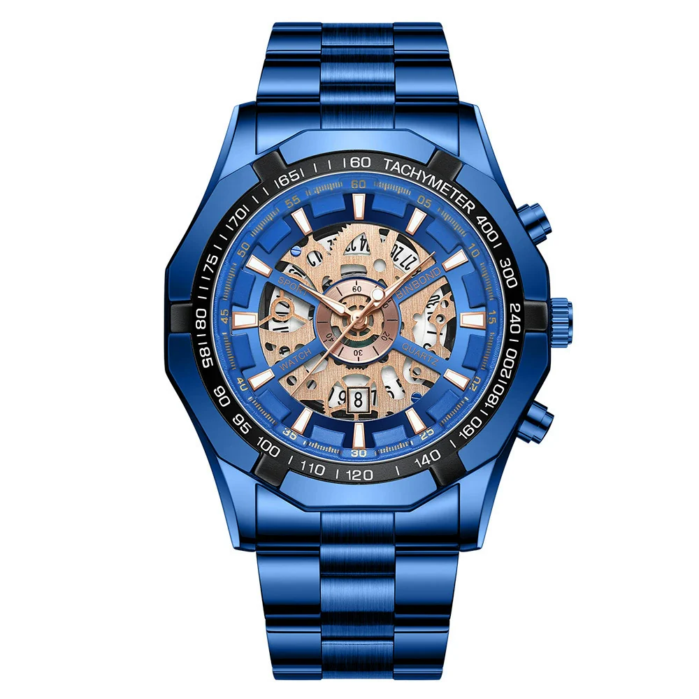 Men's Business Quartz Watch Metal Case Stainless Steel Band Round Dial - Image 2