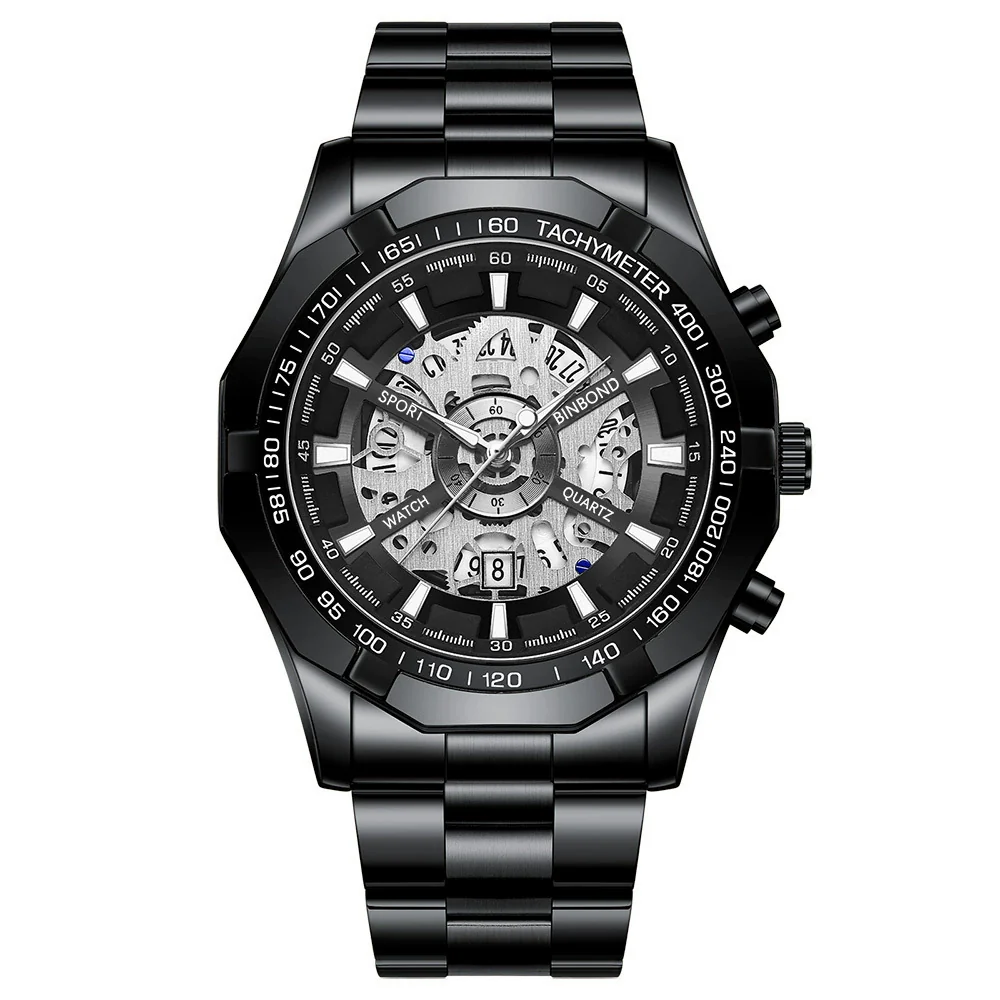 Men's Business Quartz Watch Metal Case Stainless Steel Band Round Dial - Image 4