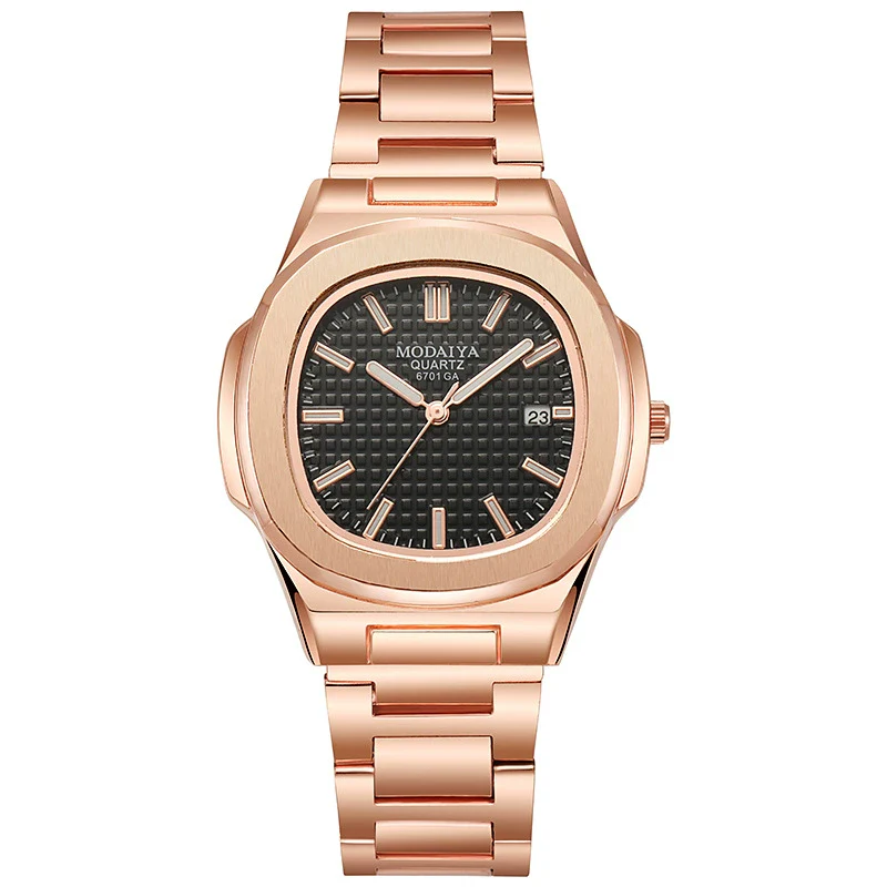 Men's Business Quartz Watch Steel Alloy Square With Diamond Scale Calendar - Image 6