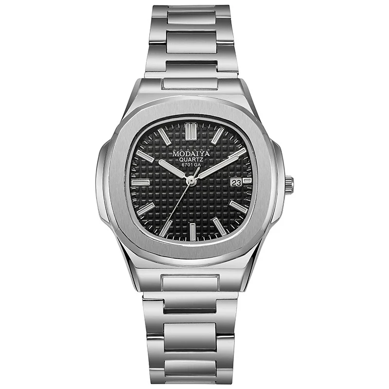 Men's Business Quartz Watch Steel Alloy Square With Diamond Scale Calendar - Image 8