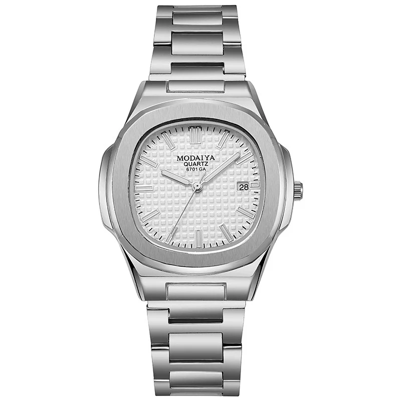 Men's Business Quartz Watch Steel Alloy Square With Diamond Scale Calendar - Image 9