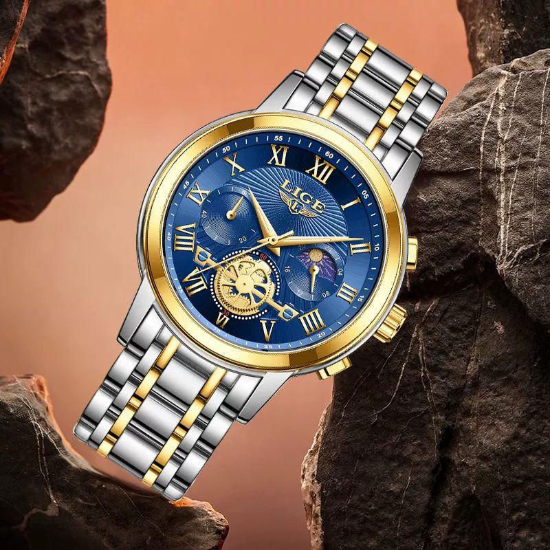 Men's Business Quartz Watch Zinc Alloy Case Stainless Steel Strap Round Dial Multifunctional Waterproof - Image 4