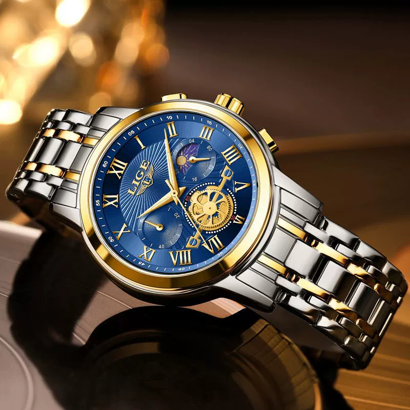 Men's Business Quartz Watch Zinc Alloy Case Stainless Steel Strap Round Dial Multifunctional Waterproof - Image 5
