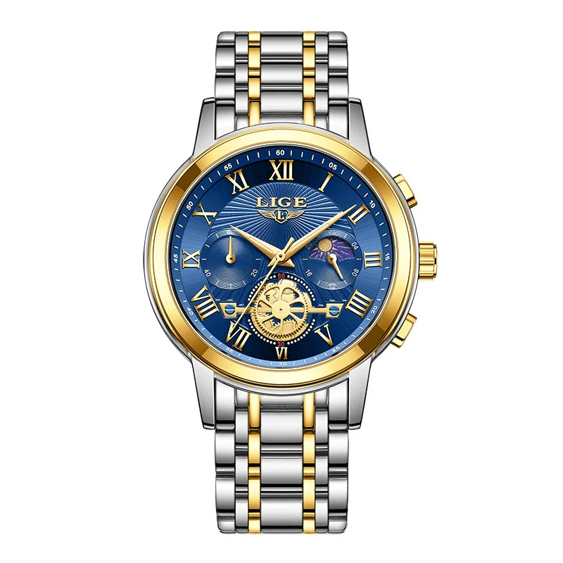 Men's Business Quartz Watch Zinc Alloy Case Stainless Steel Strap Round Dial Multifunctional Waterproof - Image 6