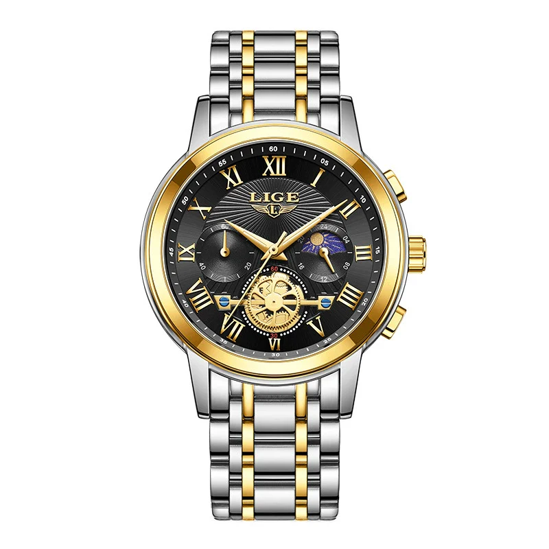 Men's Business Quartz Watch Zinc Alloy Case Stainless Steel Strap Round Dial Multifunctional Waterproof - Image 9