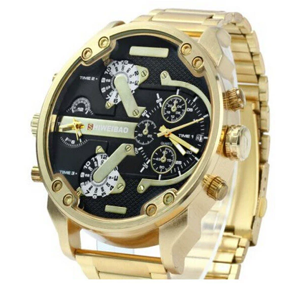 Men's Business Stainless Steel Band Round Dial Quartz Watch With Double Time Zone And Double Calendar - Image 2