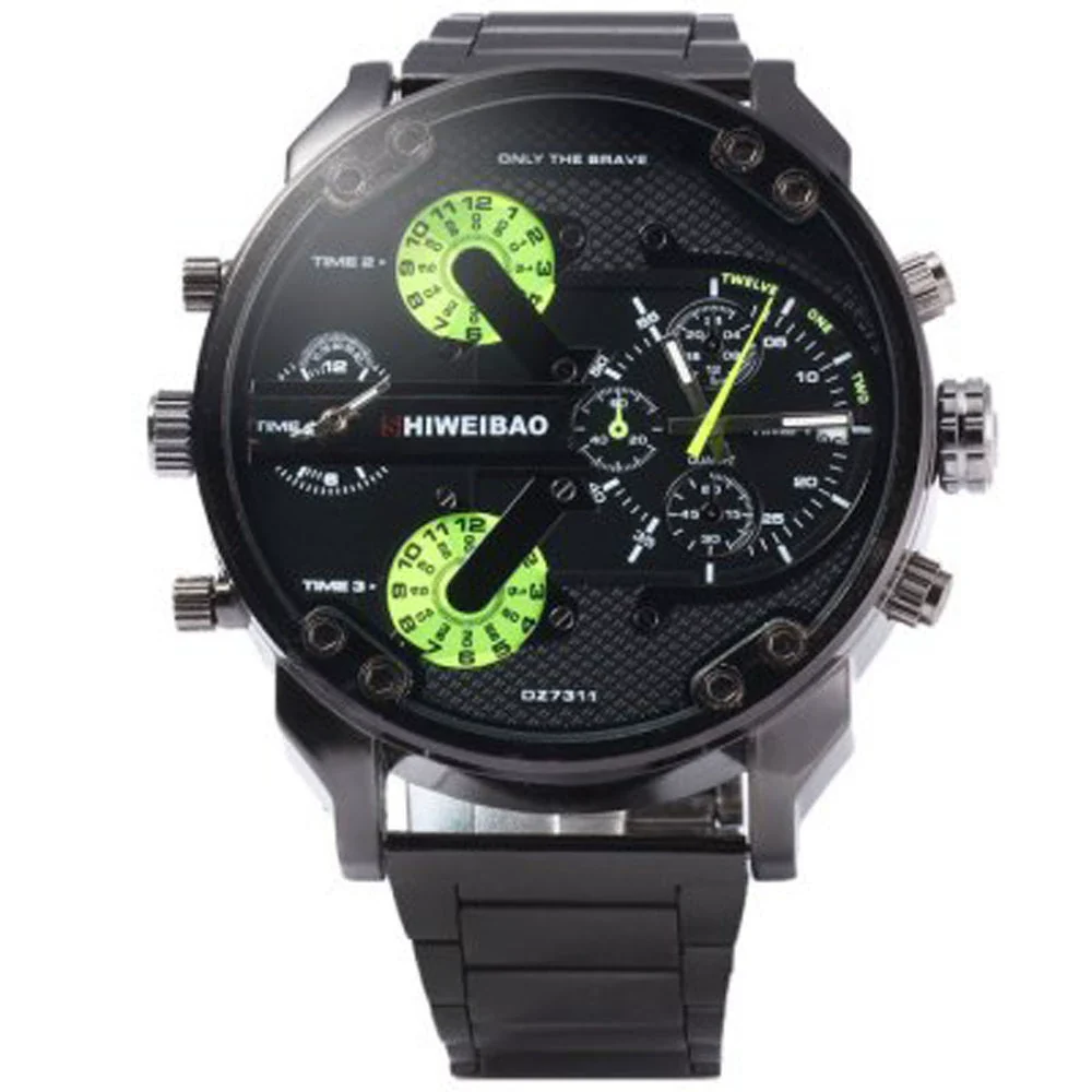 Men's Business Stainless Steel Band Round Dial Quartz Watch With Double Time Zone And Double Calendar - Image 6