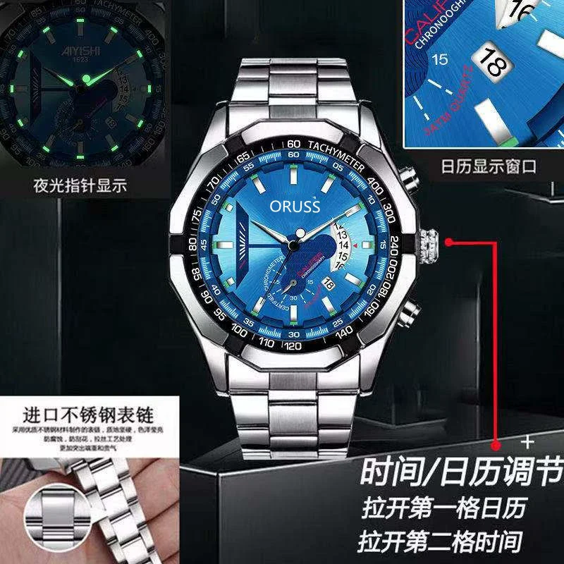 Men's Business Style Alloy And Stainless Steel Automatic Movement Round Dial Waterproof Luminous Watch - Image 9
