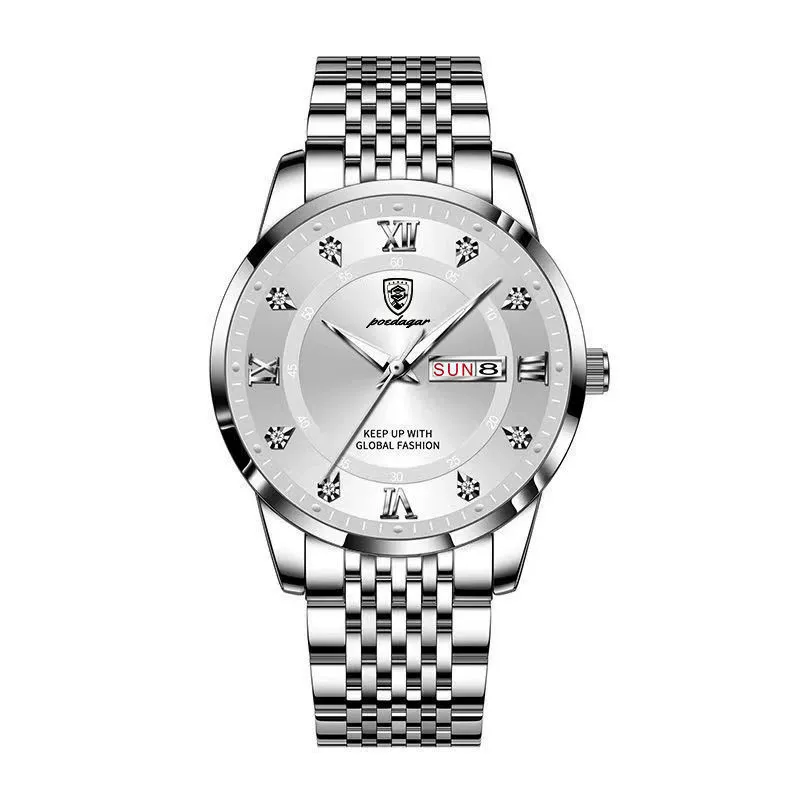 Men's Business Style Alloy And Stainless Steel Round Dial Waterproof Luminous Watch - Image 3