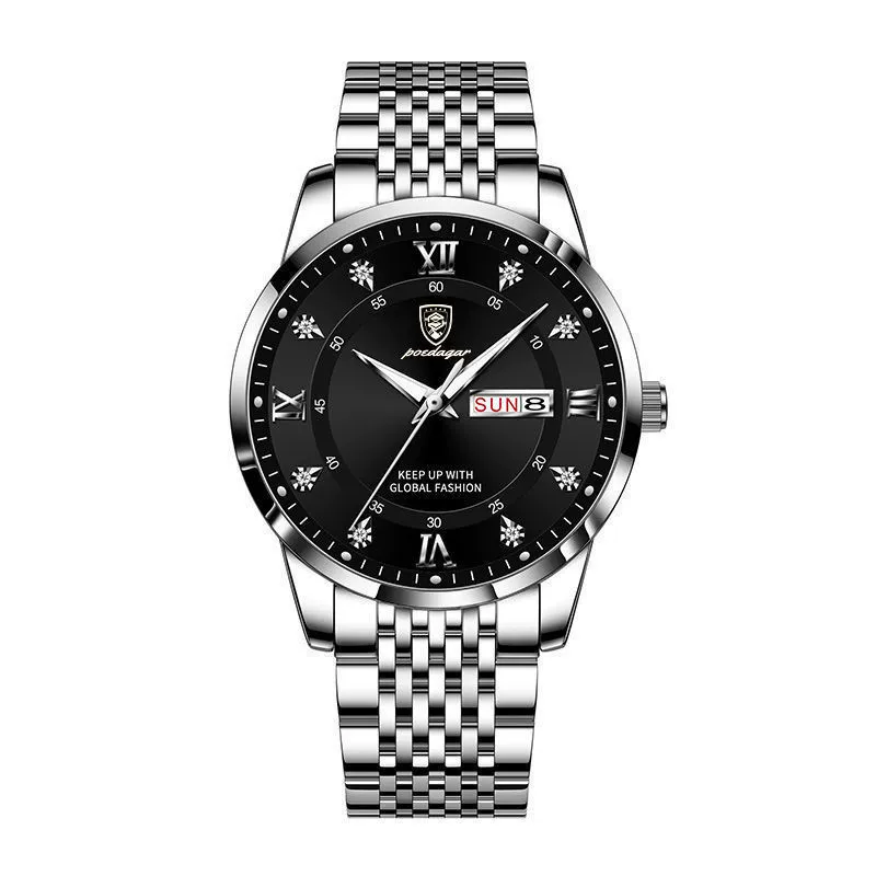 Men's Business Style Alloy And Stainless Steel Round Dial Waterproof Luminous Watch - Image 4