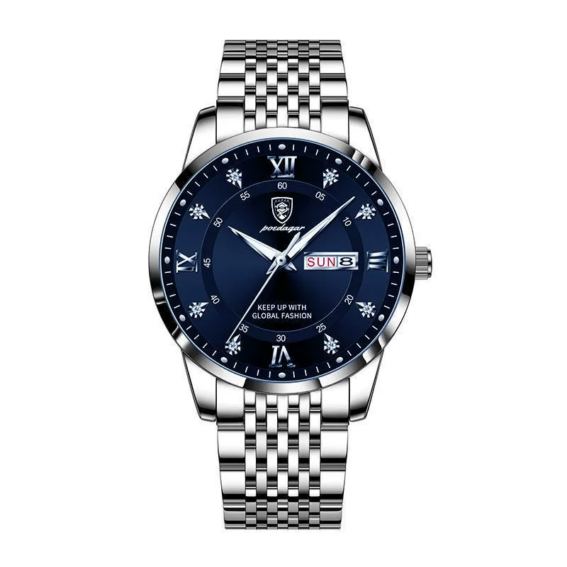 Men's Business Style Alloy And Stainless Steel Round Dial Waterproof Luminous Watch - Image 5