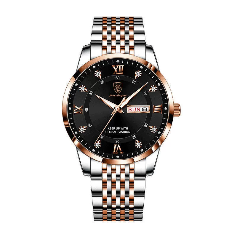 Men's Business Style Alloy And Stainless Steel Round Dial Waterproof Luminous Watch - Image 9