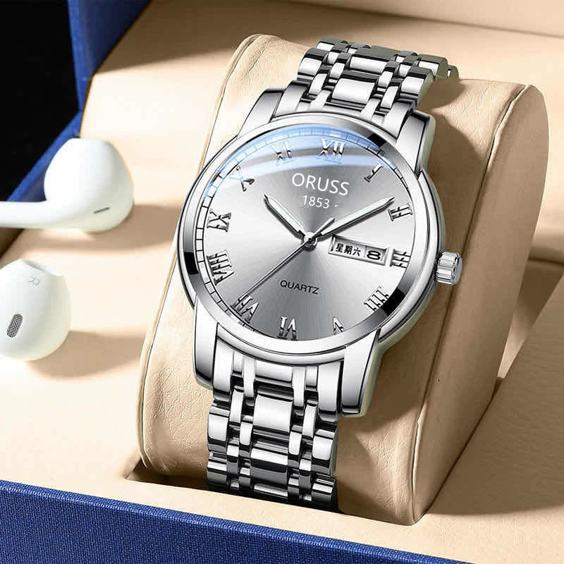 Men's Business Style Alloy And Stainless Steel Round Dial Wrist Watch With Automatic Movement And Luminous Feature - Image 10